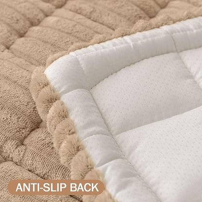 Smiry Couch Cover for Dogs Washable, Non Slip Fuzzy Pet Couch Covers for 3 Cushion Sofa Pet Friendly, Thick Soft Sofa Slipcovers Cushion Protector (Khaki, 27.6" x 47")
