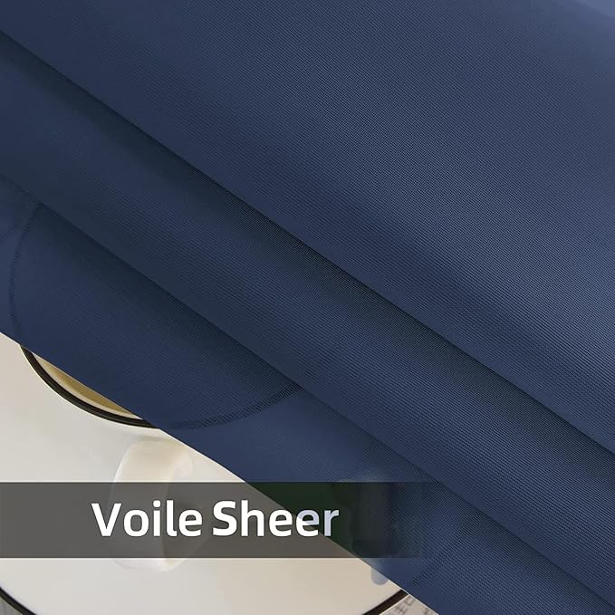 SpaceDresser Sheer Voile Window Treatment Rod Pocket Curtain Panels for Kitchen Bedroom Living Room Drapes Sunlight Filtering Privacy Semi Home Decor Assorted Colors Sizes (Navy, 52 W x 72 L)