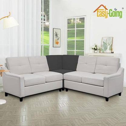 Easy-Going Stretch Sectional Corner Sofa Slipcover 1-Piece Couch Sofa Cover Furniture Protector Soft with Elastic Bottom for Kids, Pet, Spandex Jacquard Fabric Dark Gray