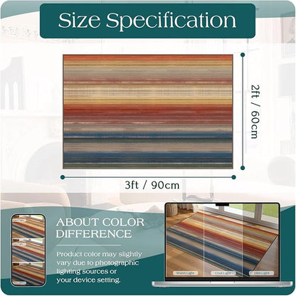 Front Door Mat Outside Entrance - 2x3 Ombre Non-Slip Washable Doormat Indoor Outdoor Mat Rust Blue Modern Rainbow Entry Rug Small Throw Rugs for Entryway Bedroom Kitchen Front Porch Decor