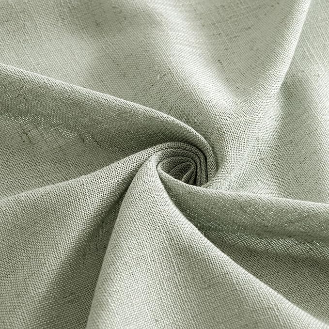 MIULEE Sage Linen Curtains 84 Inch Length 2 Panels for Bedroom Living Room,Green Soft Thick Linen Textured Window Drapes Semi Sheer Light Filtering Back Tab Rod Pocket Burlap Look Decor