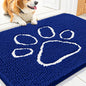 Smiry Dog Door Mat for Muddy Paws, Absorbent Dirt Trapper Non Slip Quick Dry Washable Chenille Mat for Mud Dogs, Entry Rug for Indoor and Outdoor (30x20 Inches, Royal Blue and White)