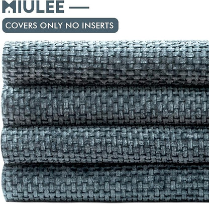 MIULEE Pack of 4 Couch Throw Pillow Covers 20x20 Inch Navy Blue Soft Decorative Chenille Pillow Covers Farmhouse Accent Cushion Covers for Boho Home Decor Sofa Bedroom Living Room