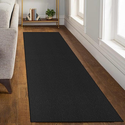 KOZYFLY Runners for Hallways 3x8 ft Washable Kitchen Runner Non Slip Rubber Backed Hall Runners Cotton Entryway Runner Rugs Floor Carpet for Indoor Backdoor Bedroom Kitchen, Black/Dark Grey