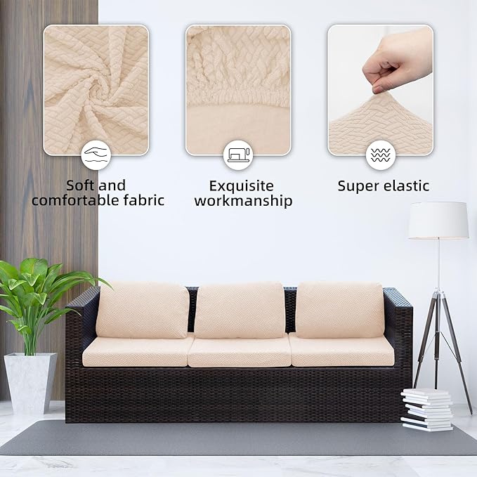 Outdoor Cushion Covers Set,8PCS Patio Furniture Couch Seat Slipcovers, Replacement for Sofa Sectional Chair(Cover，Only)