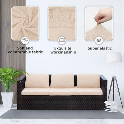 Outdoor Cushion Covers Set,8PCS Patio Furniture Couch Seat Slipcovers, Replacement for Sofa Sectional Chair(Cover，Only)