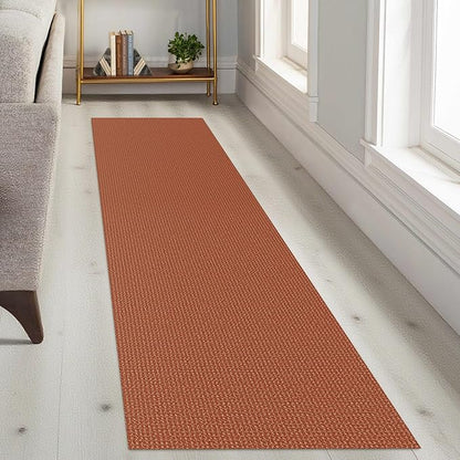 KOZYFLY Runners for Hallways 2x8 ft Washable Kitchen Runner Non Slip Rubber Backed Hall Runners Cotton Entryway Runner Rugs Floor Carpet for Indoor Backdoor Bedroom Kitchen, Orange/Tan