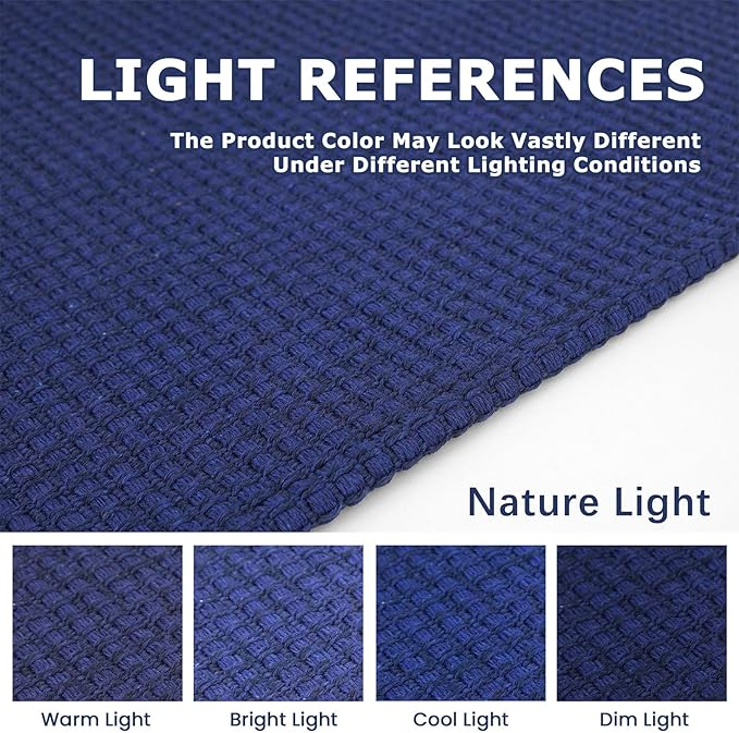 KOZYFLY Washable Area Rug 4x6 ft Non Slip Rubber Backed Living Room Rugs Braided Woven Cotton Kitchen Rugs Indoor Entryway Rug Floor Carpet for Dining Living Room Bedroom, Royal Blue/Navy