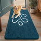 Smiry Dog Door Mat for Muddy Paws, Absorbent Dirt Trapper Non Slip Quick Dry Washable Chenille Mat for Mud Dogs, Entry Rug for Indoor and Outdoor (48x30 Inches, Atlantic Blue and White)