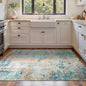 Area Rug 4x6 Blue Rug Washable Boho Rugs Non Slip Low Pile Abstract Small Carpet for Entryway, Bedroom, Kitchen, Classroom, Kids Room, Office, Dorm, Dining Room