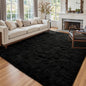 7x10 Ft Extra Large Shag Rugs for Living Room, Ultra Soft Fluffy Furry Area Rugs for Bedroom Indoor Floor, Aesthetic Carpet for Kids Home Decor (Black)