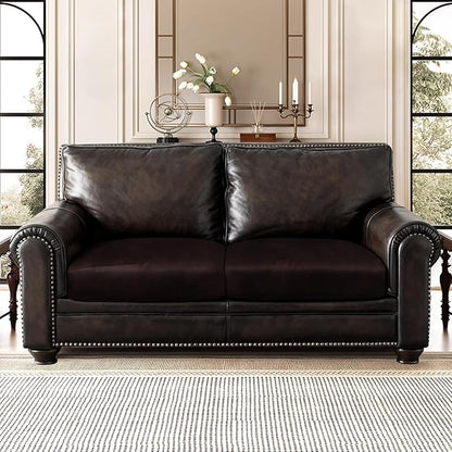 Leather Look Couch Cushion Covers Sofa Seat Slipcovers Sets Couches Furniture Protector for Sectional Armchair Loveseat Pets Kids Stretch Spandex Fabric (2 Cushion Loveseat, Chocolate)