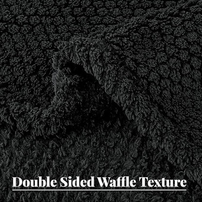 Whale Flotilla Twin Size Fuzzy Fleece Blanket for Bed, 60x80 Inch Fluffy Warm Soft Jacquard Blankets for All Season, Lightweight and Cozy, Black