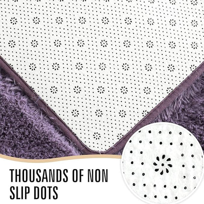 LOCHAS Ultra Soft Indoor Modern Area Rugs Fluffy Living Room Carpets for Children Bedroom Home Decor Nursery Rug 4x5.3 Feet,Grey Purple