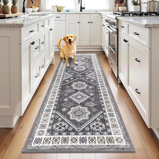 HEBE Washable Kitchen Rugs Runner 2'x 6', Non Slip Hallway Runner Rug, Low Pile Entryway Rug Laundry Room Mat Kitchen Carpet Runners for Hallways, Bathroom, Laundry, Bedside Rug