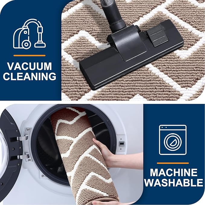 OLANLY Front Door Mat, Non-Slip Rubber Backing, Dirt Resistant and Absorbent, Washable, Easy to Clean Low-Profile Indoor Doormat for Back Door, Entryway, Inside Entrance, 59x35, Brown