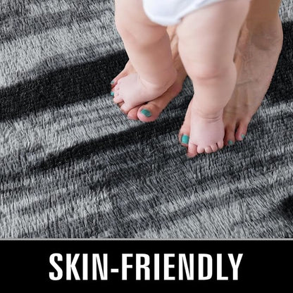 TWINNIS Super Soft Shaggy Rugs Fluffy Carpets, 4x5.9 Feet, Indoor Modern Plush Area Rugs for Living Room Bedroom Kids Room Nursery Home Decor, Upgrade Anti-Skid Rectangular Fuzzy Rug, Charcoal Grey