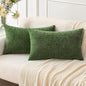 MIULEE Pack of 2 Couch Throw Pillow Covers 12x20Inch Soft Moss Green Spring Chenille Lumbar Pillow Covers for Sofa Living Room Solid Dyed Cases