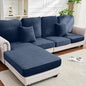 Couch Cover 8-Piece Elastic Velvet Couch Cushion Covers & Chaise Slipcovers for L-Shaped Sofas, Sofa Seat Covers Washable, Soft Cover for Couches (7 Seater + Chaise, Berlin Blue)