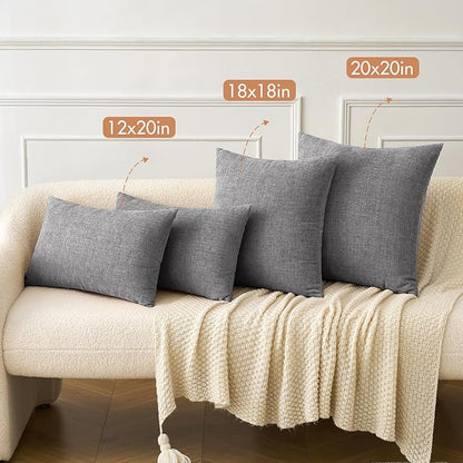 MIULEE Pack of 2 Couch Throw Pillow Covers 18x18 Inch Soft Dark Gray Chenille Pillow Covers for Sofa Living Room Solid Dyed Pillow Cases