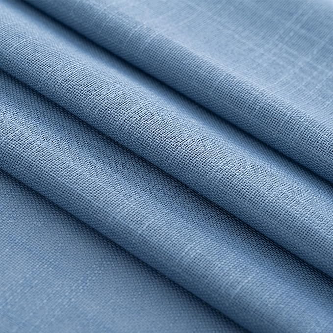 Denim Blue Curtains for Living Room Back Tab Modern Farmhouse Semi Sheer Blue Curtains 120 inches Long 2 Panels Set Muted Neutral Window Curtain for Dining Room Bedroom 52x120
