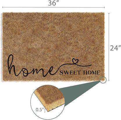 Barnyard Designs Doormat Welcome Mat for Outdoors, Large Front Door Entrance Mat, Brown (Home Sweet Home Script, 36x24)