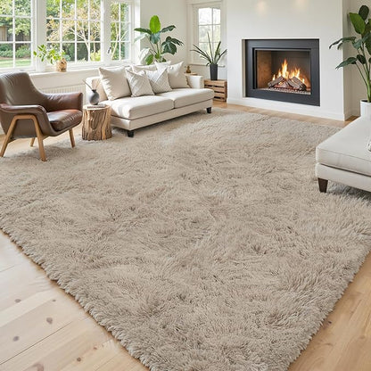 Rugs for Living Room 6x9, Alfombras para Salas Shag Large Plush Soft Area Rug, Shaggy Carpets for Bedroom, Kids Boys Girls Home Decor Aesthetic(Beige, 6 x 9)