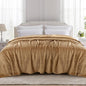 TOONOW Fleece Bed Blanket Queen Size 90x90 inches , Super Soft Fluffy Fuzzy Plush Blanket Geometric Pattern Cozy Microfiber Flannel Blankets for Couch, Bed, Sofa, Camel