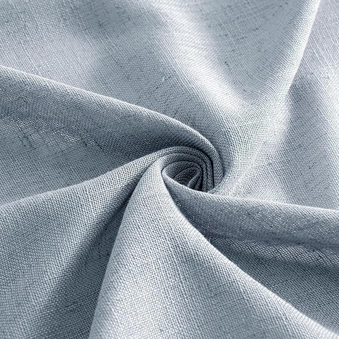 MIULEE Chambray Blue Linen Curtains 96 Inches Long 2 Panels for Bedroom Living Room, Soft Linen Textured Window Drapes Semi Sheer Light Filtering Back Tab Rod Pocket Farmhouse Modern Burlap Look Decor