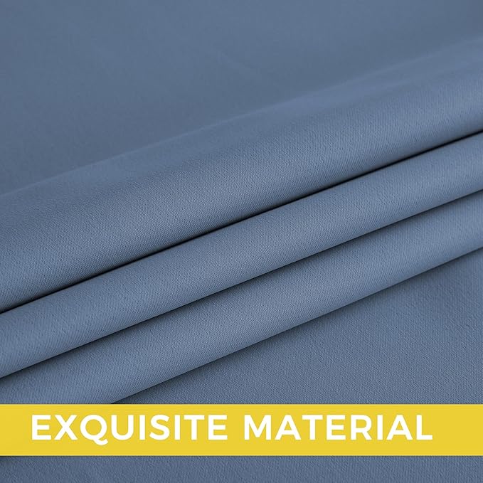 NICETOWN Room Darkening Draperies Curtains Panels, 2 Panels Stone Blue W52 x L102