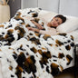 Cozy Bliss Cow Print Faux Fur Throw Blanket for Couch, Fuzzy Soft Plush Thick Bubble Blanket for Sofa Bedroom Living Room, 60x80 Inches