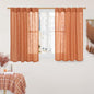 LAMIT Orange Linen Curtains 40 Inch Length, Semi Sheer Light Filtering Panels Back Tab and Rod Pocket Rust Country Decor Drapes for Small Windows/Kitchen, Burnt Orange, 2 Panels, 34 x 40 Inch