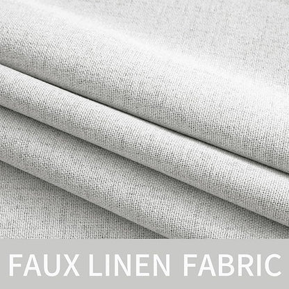 MIULEE 100% Blackout Linen Textured Curtains for Bedroom Solid Thermal Insulated Heathered White Grommet Room Darkening Curtains & Drapes Luxury Decor for Living Room Nursery 52 x 96 Inch (2 Panels)
