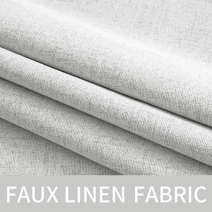 MIULEE Linen Textured Curtains for Bedroom Solid 100% Blackout Thermal Insulated Heathered White Grommet Room Darkening Curtains & Drapes Luxury Decor for Living Room Nursery 52 x 63 Inch (2 Panels)