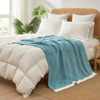 Snuggle Sac Super Soft & Reversible Heather Teal Blue Throw - Oversized Cozy Knit Blanket for Bed, Sofa, Living Room, Twin Size (60x80 Inches)
