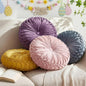 Kathfly Set of 4 Decorative Round Pleated Throw Pillows, Classy Velvet Pumpkin Round Throw Pillows, Decorative Floor Pillow for Bed Chair Home Sofa Decor, 14" Diameter (Easter Color)