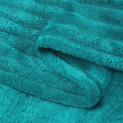 BEDELITE Fleece Blanket Twin Size – 3D Ribbed Jacquard Soft and Warm Decorative Fuzzy Blankets – Cozy, Fluffy, Plush Lightweight Throw Blankets for Couch, Bed, Sofa(Blue, 60x80 inches)