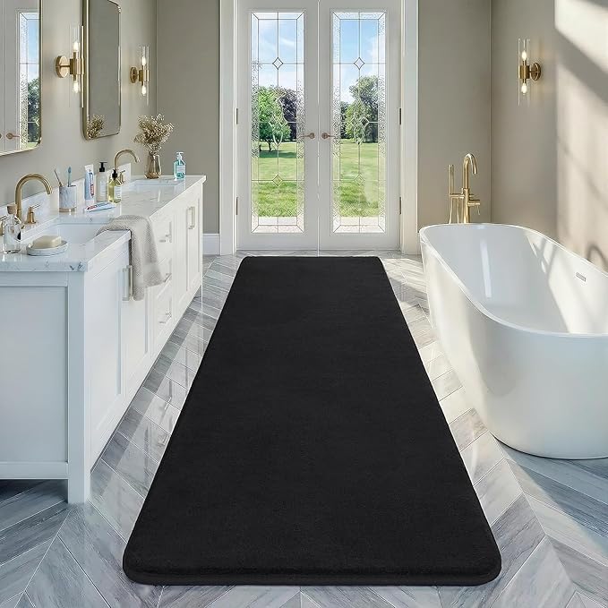 Amearea Modern Soft Hallway Runner Rug, 3x8 Feet Area Rug Runners for Hallways, Washable Runner Rugs, Non Slip Memory Foam Rug Black Runner Rugs Carpet for Entrance Kitchen Kids Room Decor