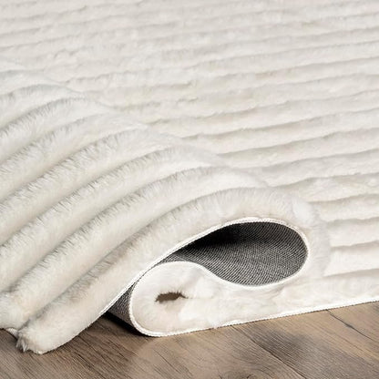 Nuloom SuperiorWash Collection Kai Off-White, 3'9" x 6', Fluffy and Cozy, High Traffic, Stain Resistant, Easy Clean, Durable Washable Area Rug for Bedroom, Living Room, Dining, Den, Foyer, Entryway