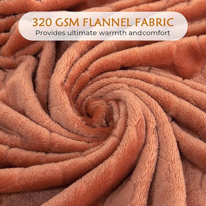 TOONOW Fleece Blanket Super Soft Cozy Throw Blanket 50" x 60", Lightweight Fuzzy Comfy Textured Flannel Blanket Warm Plush Throw Blankets for Couch, Sofa, Bed, Carnelian