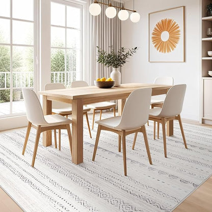 Nakagishi 6x10 Area Rugs Living Room: Washable Boho Large Neutral Soft Farmhouse Rug Stain Resistant Modern Moroccan Non-Slip Indoor Carpet for Bedroom Nursery Kids Playroom Office Dining Room- Gray