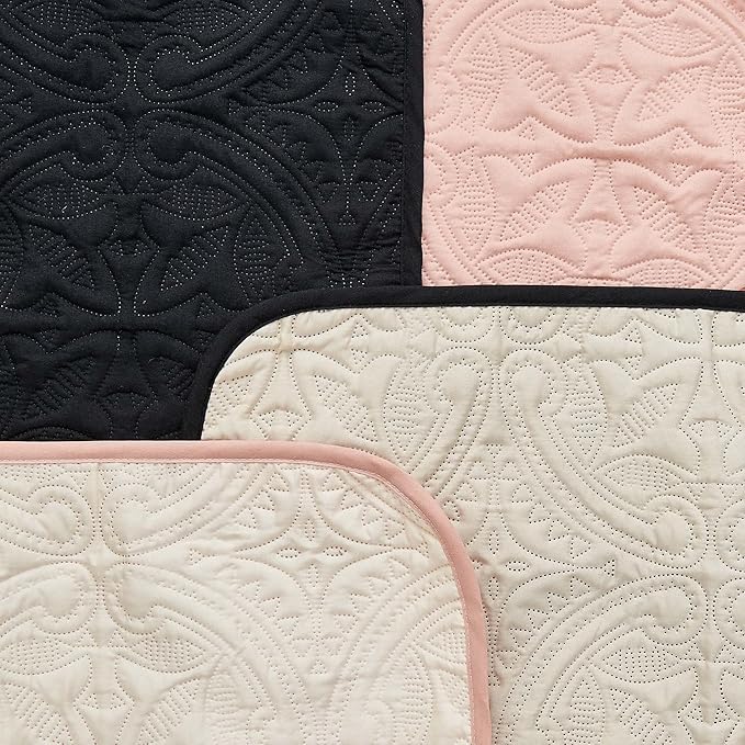 Great Bay Home Reversible Sofa Cover - Washable Slipcover Furniture Protector with Elastic Straps - Perfect for Kids & Pets - Quilted & Stitched Detail (Dusty Rose/Taupe)