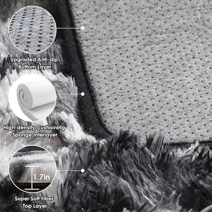 ONASAR 8x10 Area Rugs for Living Room, Black and White Large Fluffy Bedroom Rug, Soft Plush Thick Shaggy Big Floor Carpet for Kids Boy Girls Teen Dorm Nursery Indoor Home Decor Aesthetic
