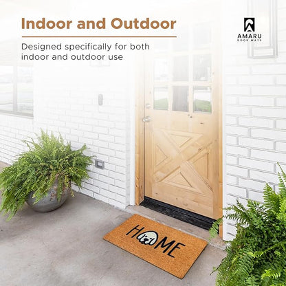 Home Dog - 17"x29" - Coir Door Mat with Heavy Duty Backing - Welcome Mats for Entryway, Porch - Anti-Slip PVC & Coconut Fiber Surface - Natural Home Accessories, Minimalist Original Design