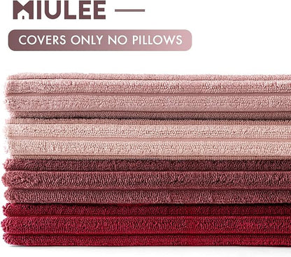 MIULEE Boho Farmhouse Throw Pillow Covers 18x18 Inch Set of 4 Romantic Decorative Cushion Covers Spring Corduroy Home Decor for Feminine Valentines Couch Bed Sofa Living Room Aesthetic Pink