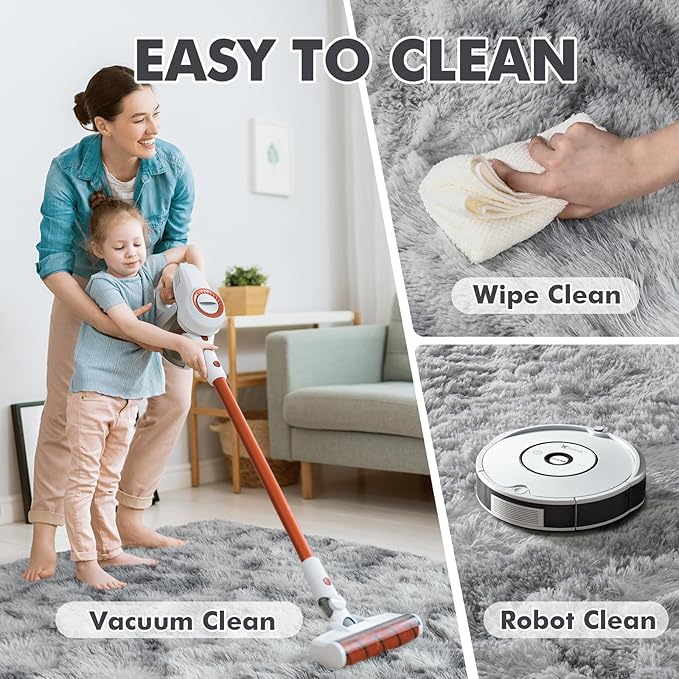 10x14 Ft Extra Large Shag Rugs for Living Room, Ultra Soft Fluffy Furry Area Rugs for Bedroom Indoor Floor, Aesthetic Carpet for Kids Home Decor (Light Grey)