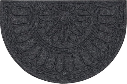 Mohawk Home Entryway Door Mat 2' X 3' All Weather Outdoor Non Slip Recycled Rubber Doormat, Rope Impressions Graphite