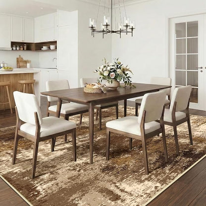 Washable Area Rugs 5'x7' Non-Slip Modern Abstract Soft for Living Room Entryway Bedroom Nursery, Print Pattern, Brown Tan Beige Coffee