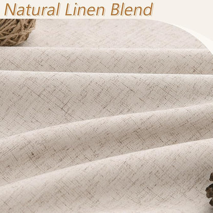 Guken Oatmeal 100% Blackout Curtains 90 Inch Length 2 Panels Set for Living Room Bedroom Back Tab Thermal Insulated Black Out Linen Drapes Room Darkening Window Curtains 90 Inches Long