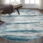 KOZYFLY Round Washable Rugs 6Ft Modern Abstract Ombre Rug for Bedroom, Washable Circle Rug Non-Slip Soft Striped Living Room Area Rug, Print Blue Carpet for Laundry Nursery